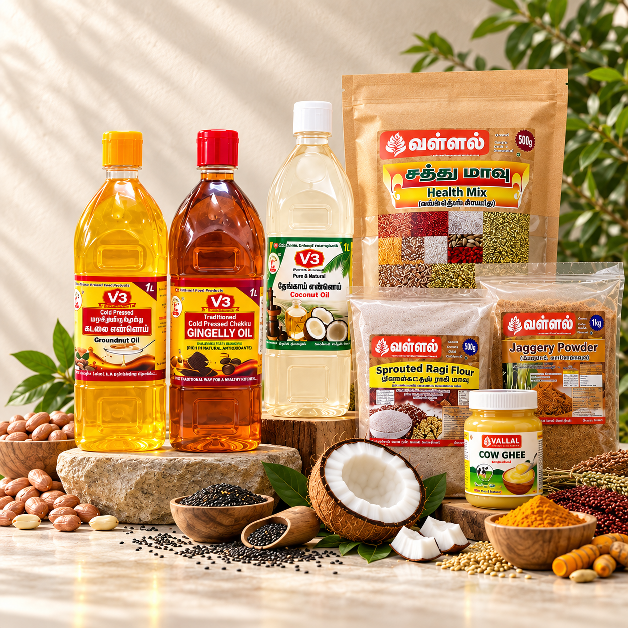 V3 Vallal traditional cooking oils millet foods honey ghee and kitchen products